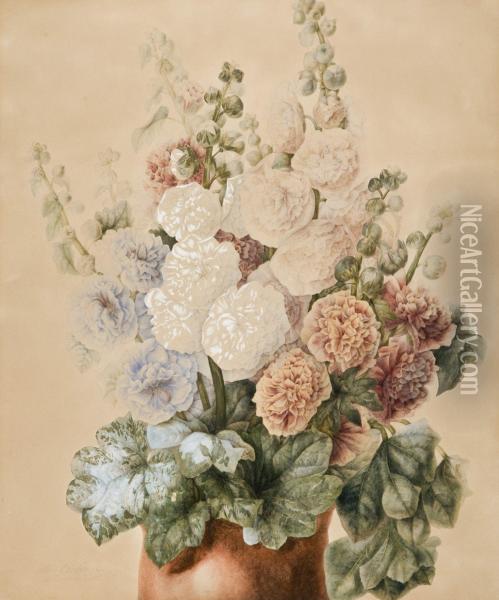 Bouquet De Roses Tremieres Oil Painting - Aline Corbin