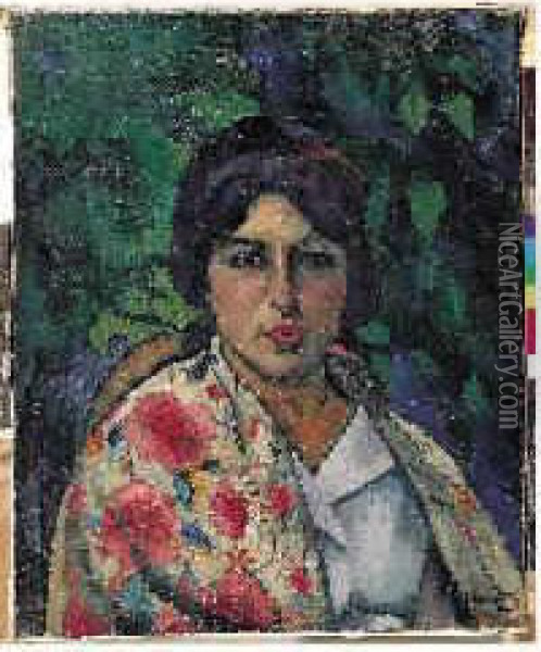 Portrait De Madeleine Rodrigues. Oil Painting - Paul-Elie Gernez