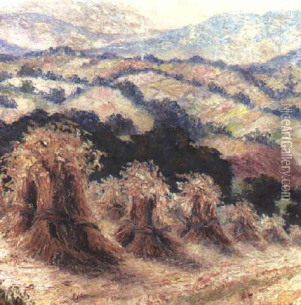 Landschaft Mit Ahrengarben Oil Painting - Leopold Blauensteiner