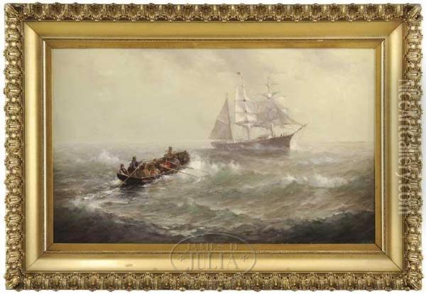 A Meeting With The Ship Oil Painting - Marshall Johnson