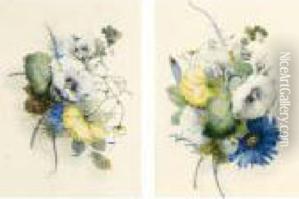 From The Collection Of The Late Michael Ingram
 

 
 
 

 
 A Pair Of Flower Studies Oil Painting - James Holland