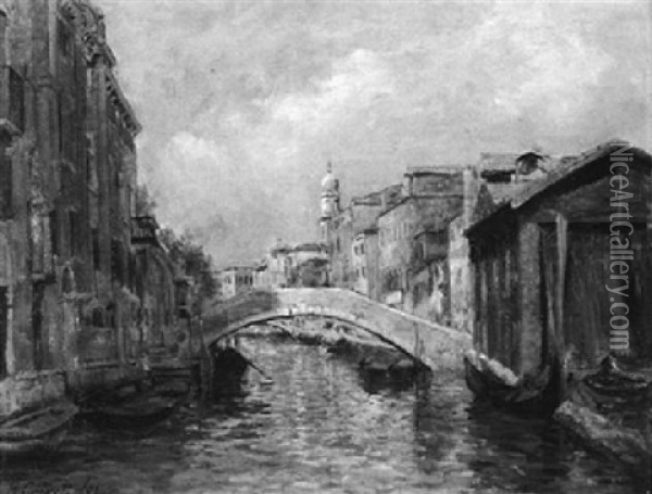 Kanal In Venedig Oil Painting - Gerolamo Cairati
