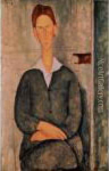Giovanotto Dai Capelli Rossi Oil Painting - Amedeo Modigliani