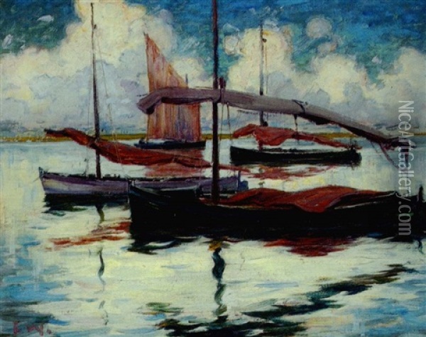 Shrimp Boats Oil Painting - Ellsworth Woodward