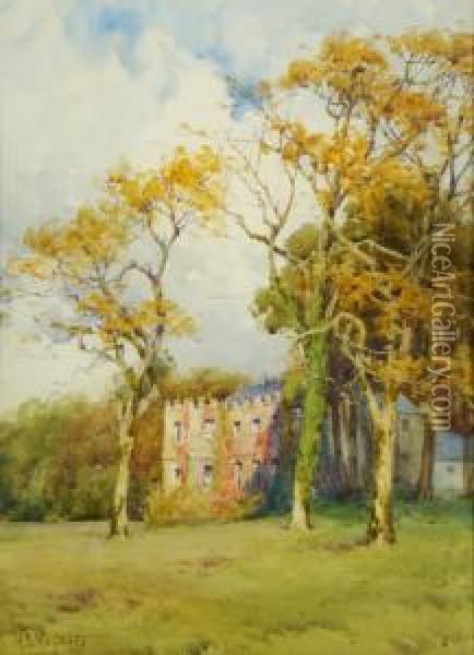 Landscape With Castellated House In The Background Oil Painting - Mary S. Hagarty