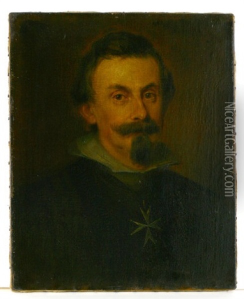 Bildnis Baron Adolf Friedrich Von Schack En Face Mit Ordenskreuz Oil Painting - Franz Seraph von Lenbach