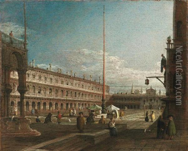 Venezia: Piazza San Marco Dal Campo San Basso Oil Painting - Bernardo Bellotto