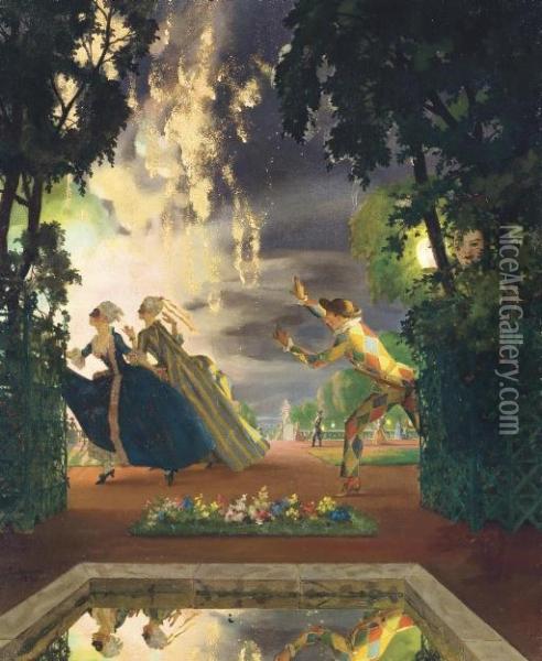 The Romantic Pursuit Oil Painting - Konstantin Andreevic Somov
