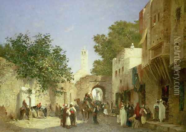 Arab Street Scene, 1872 Oil Painting - Honore Boze