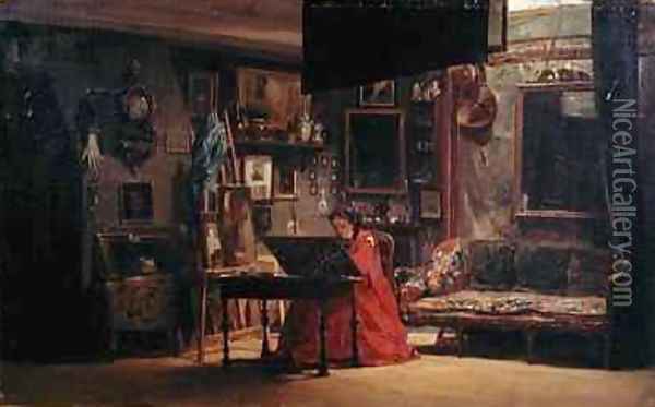 Princess Mathilde Bonaparte 1820-1904 in her Studio Oil Painting - Charles Giraud