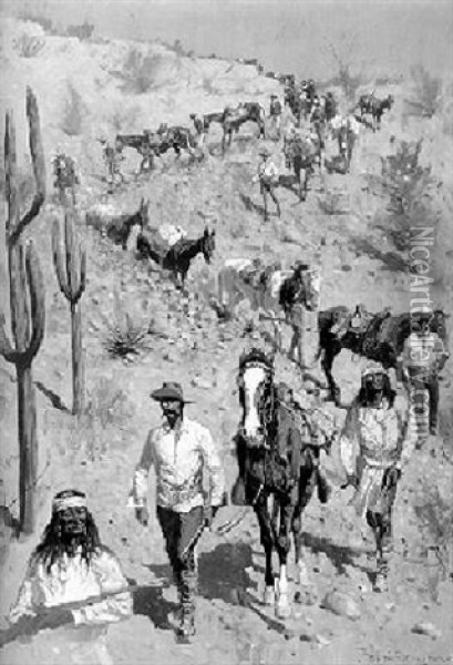 Lawton's Pursuit Of Geronimo Oil Painting - Frederic Remington