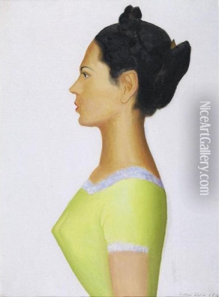 Woman In Profile Oil Painting - Joseph Stella