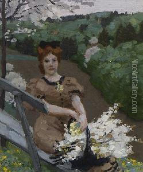 Madchen Mit Fruhlingsstraus. 1907 Oil Painting - Reinhold Max Eichler