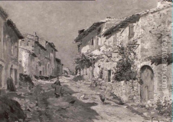 Village De Lorraine Oil Painting - Edmond Marie Petitjean