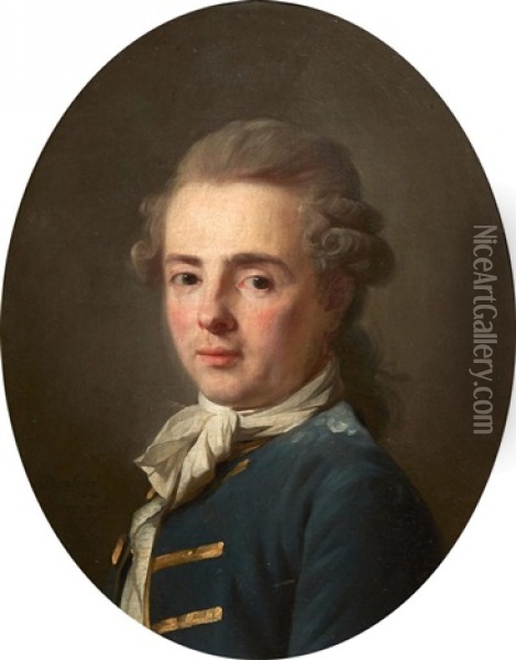 Portrait De Gentilhomme A La Lavalliere Blanche Oil Painting - Henri-Pierre Danloux