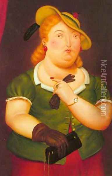 Woman in a hat 1986 Oil Painting - Fernando Botero