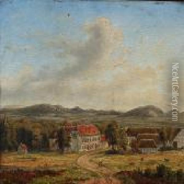 Summer Landscape With A View Of Gunnerupgaard Oil Painting - F. C. Kiaerschou