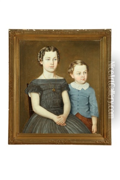 Portrait Of Two Children Oil Painting - Aaron Dean Fletcher