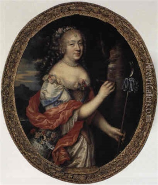 Portraet Af Marie Louise De Villars Oil Painting - Pierre Mignard the Elder