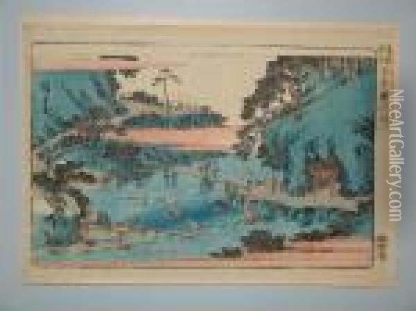 La Riviere Takinogawa A Oji Oil Painting - Utagawa or Ando Hiroshige
