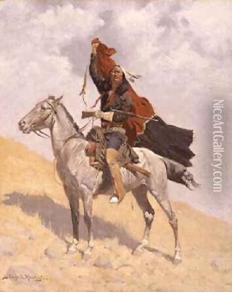 The Blanket Signal 1896 Oil Painting - Frederic Remington