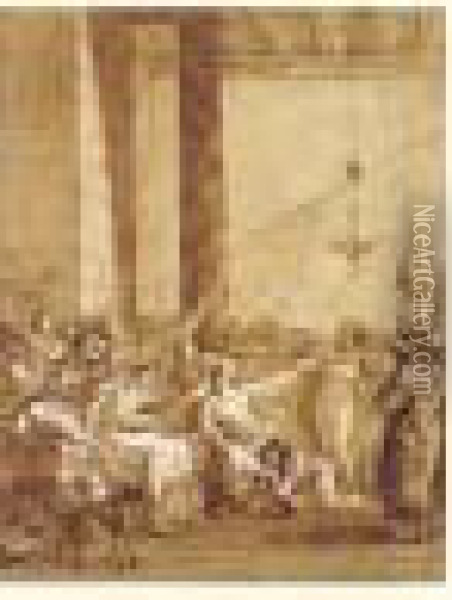 Marie Madeleine Lavant Les Pieds Du Christ Chez Simon Oil Painting - Giovanni Domenico Tiepolo