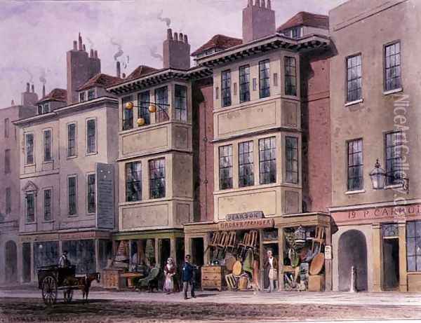 Crace XXVII-134 Old Houses on the East Side of Grays Inn Lane, looking North from Holborn Oil Painting - Thomas Hosmer Shepherd