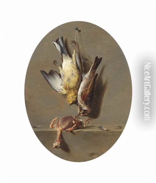 A Trompe L'oeil Of Songbirds Oil Painting - Jean Pierre Xavier Bidauld