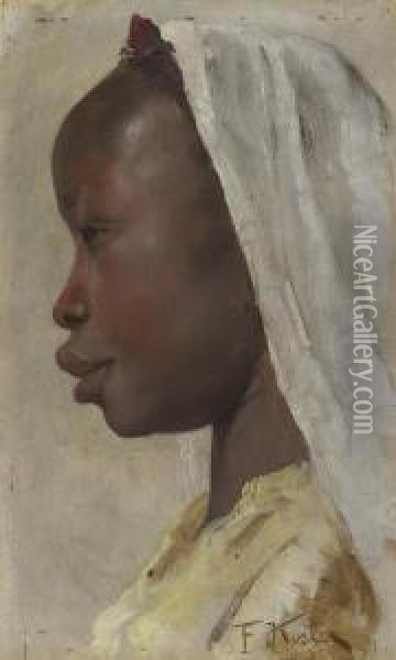Profile Of A Nubian Girl Oil Painting - Franz Xavier Kosler