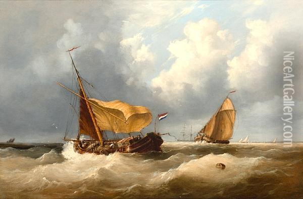 Dutch Fishermen At Sea Oil Painting - Henry King Taylor
