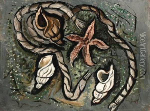 Rope, Seashells And Starfish Oil Painting - Marsden Hartley