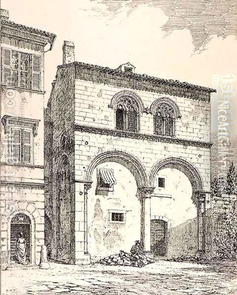 House in the Piazza del Duomo, Viterbo, Italy, from 'Examples of the Municipal, Commercial, and Street Architecture of France and Italy from the 12th to the 15th Century' Oil Painting - R. Anderson