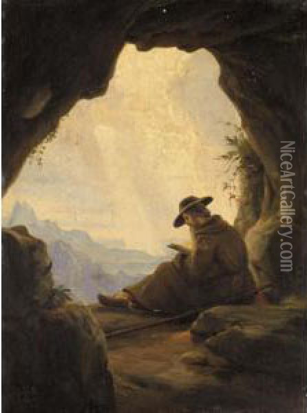 The Hermit (der Einsiedler) Oil Painting - Carl Friedrich Lessing