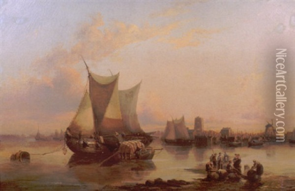 Rotterdam Harbor Oil Painting - Ebenezer Wake Cook