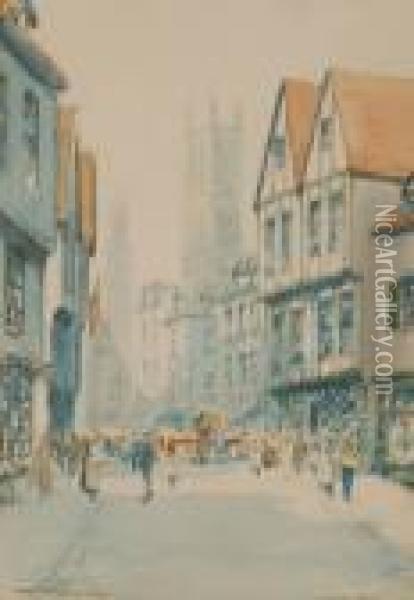 Street Scene In Ghent Oil Painting - Victor Noble Rainbird