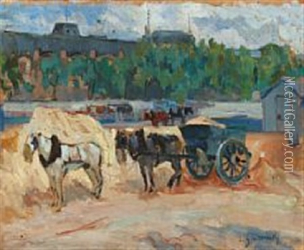 Horse Carriage Oil Painting - Sam Granowsky