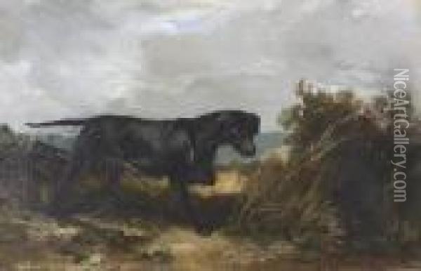 Labrador Auf Der Pirsch. Oil Painting - Jacques Laurent Agasse