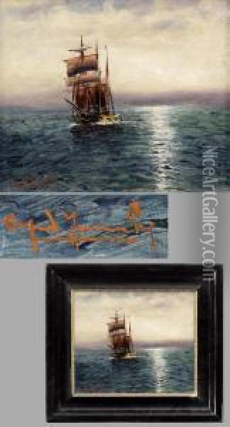 Dreimaster Auf See Oil Painting - Alfred Jensen