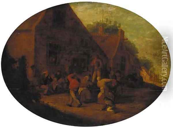 Peasants carousing in a village Oil Painting - Adriaen Jansz. Van Ostade