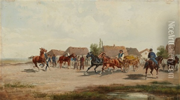 The Horse Fair Oil Painting - Adolph van der Venne