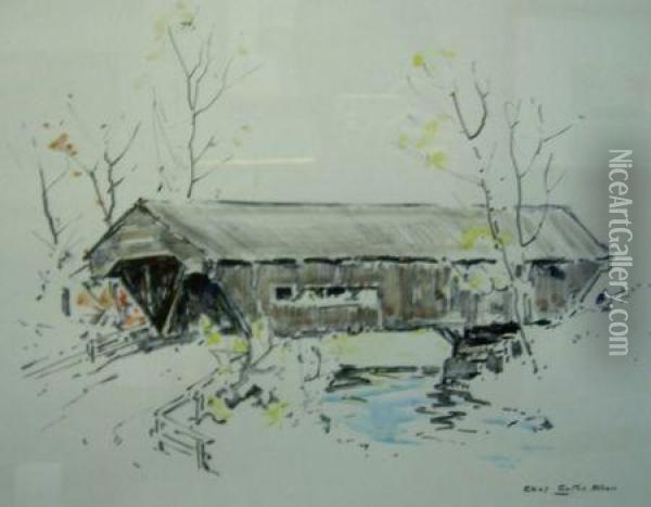 Covered Bridge Oil Painting - Charles Curtis Allen