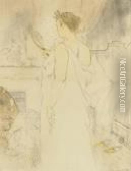 Glace - La Glace A Main, From Elles Oil Painting - Henri De Toulouse-Lautrec