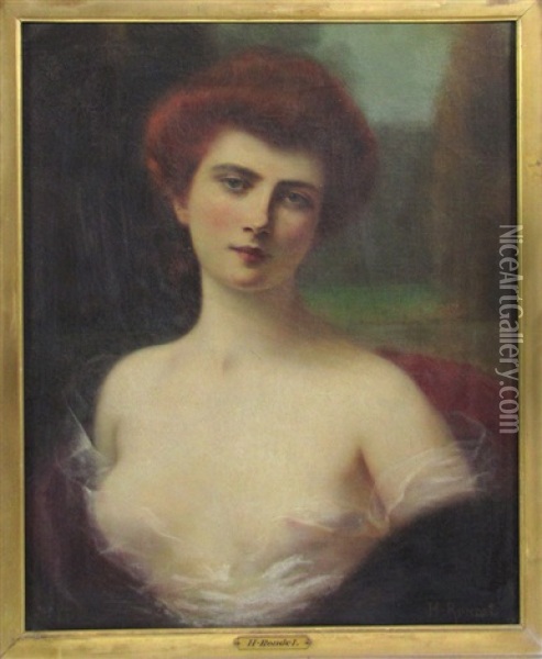 Untitled (portrait Of Woman In Diaphanous Dress) Oil Painting - Henri Rondel