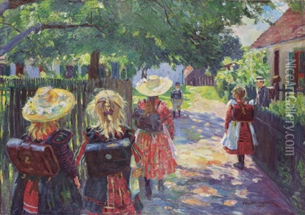 Schulkinder In Stolpe Oil Painting - Philipp Franck