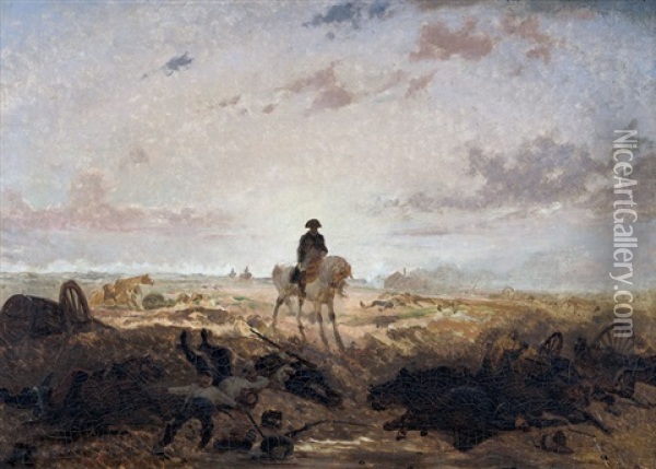Napoleon Zu Pferd Nach Der Schlacht Oil Painting - Auguste Viande