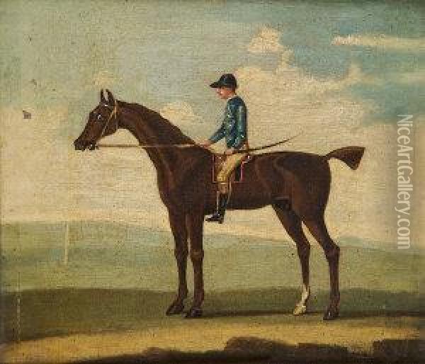 Racehorse In A Landscape With Jockey Up Oil Painting - James Seymour