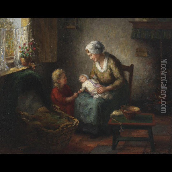 The New Arrival Oil Painting - Hendricus Anthonius Dievenbach