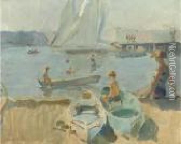 Summer Fun On The Beach Of Portorose, Italy Oil Painting - Isaac Israels