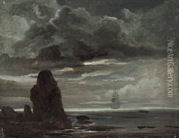Abend Am Meer Oil Painting - Christian Ernst Bernhard Morgenstern
