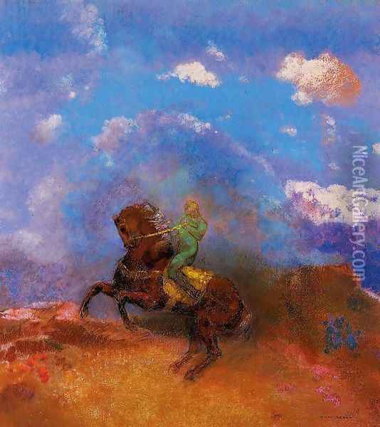The Green Horseman Oil Painting - Odilon Redon